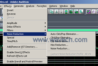 Adobe Audition Noise Reduction Menu